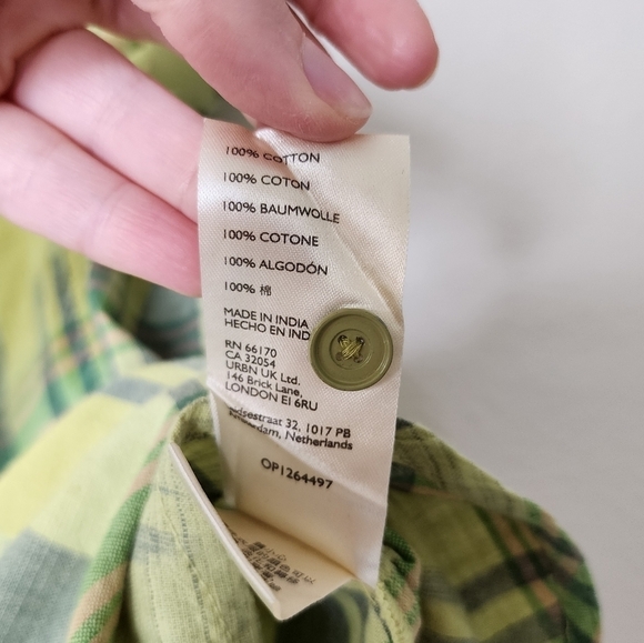 Pilcro and the Letterpress Green Plaid Short Sleeve Top - Picture 7 of 8